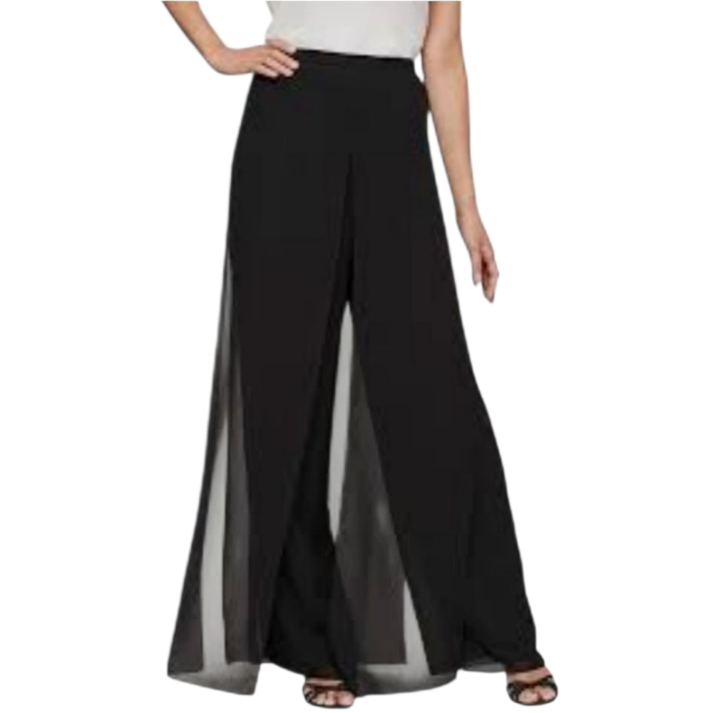 Y2K Dawn Joy Black Georgette Overlay Dress Pants NEW Dead Stock